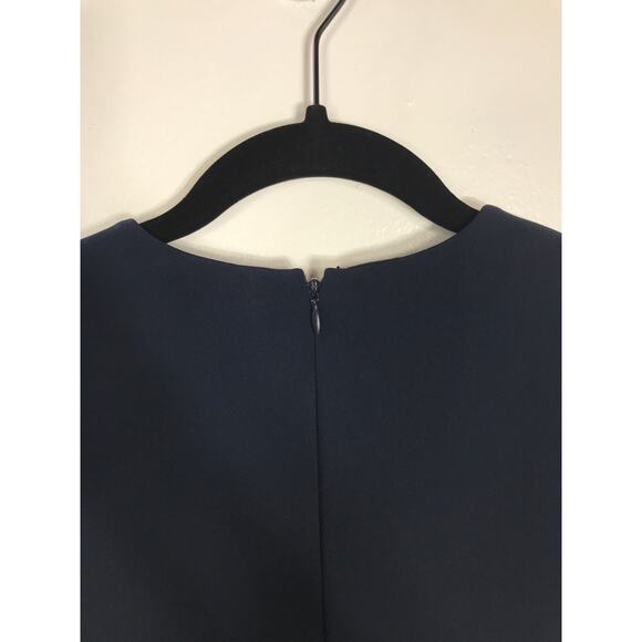 New Ralph Lauren Kusmae Two-Tone Button Trim Crepe Shift Dress Navy Red 2 - Picture 11 of 15